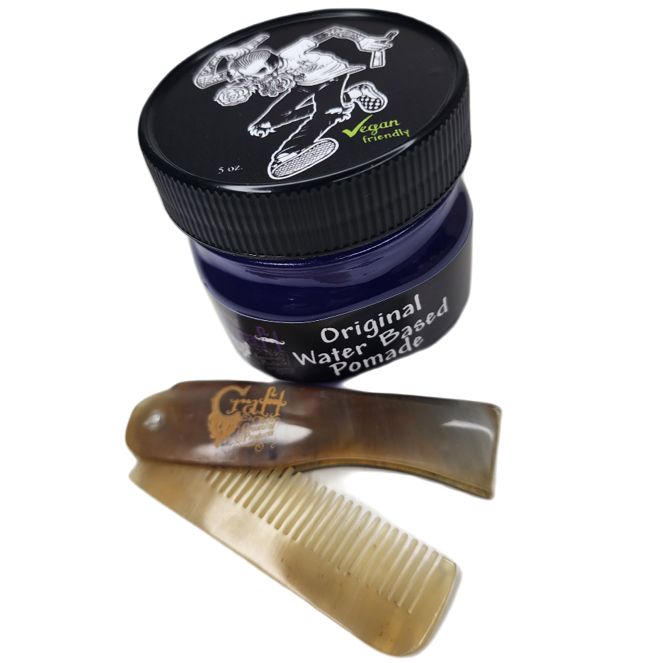Pomade and OX Horn Folding Comb Bundle