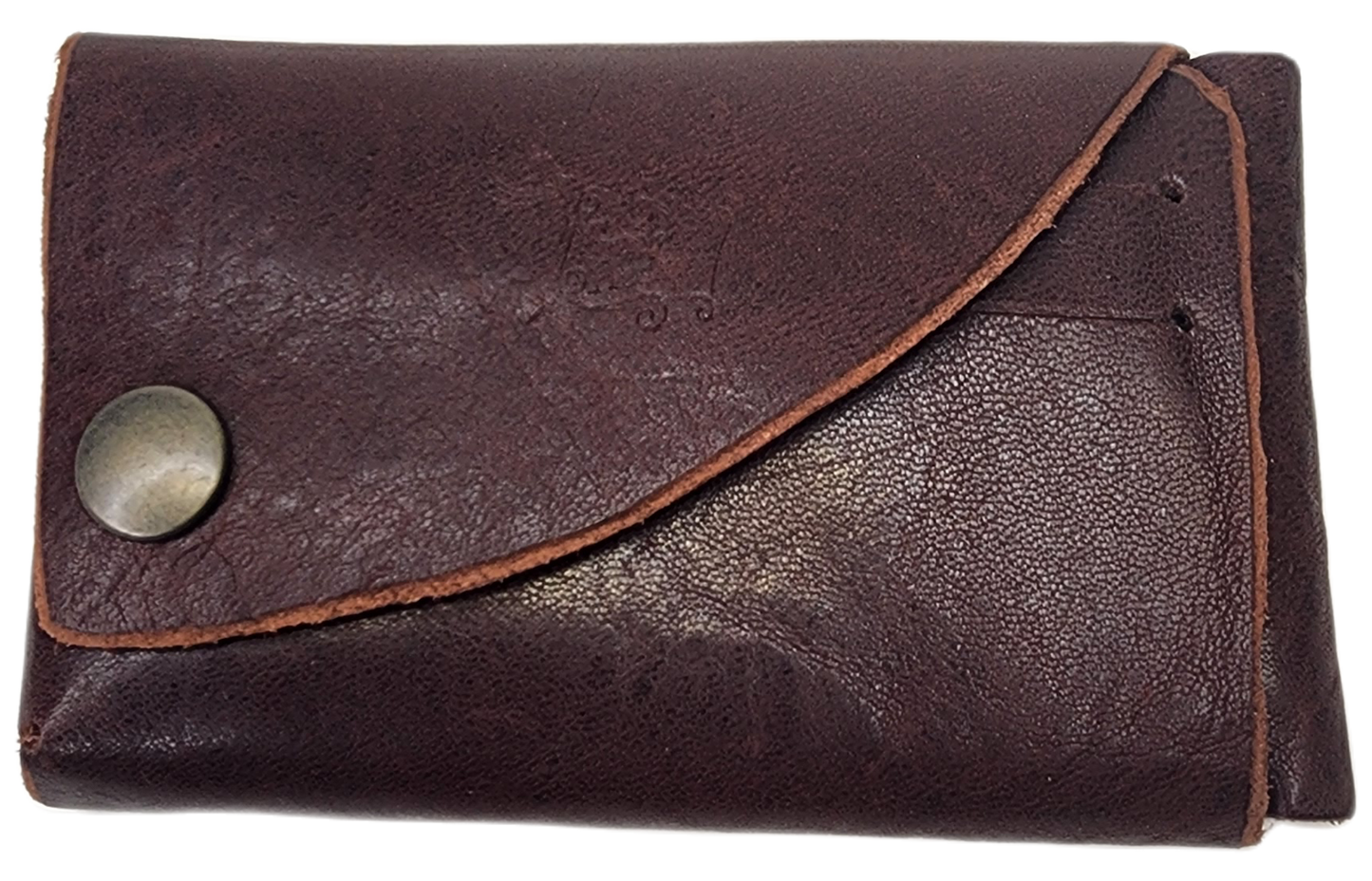 Leather card wallet with wood comb