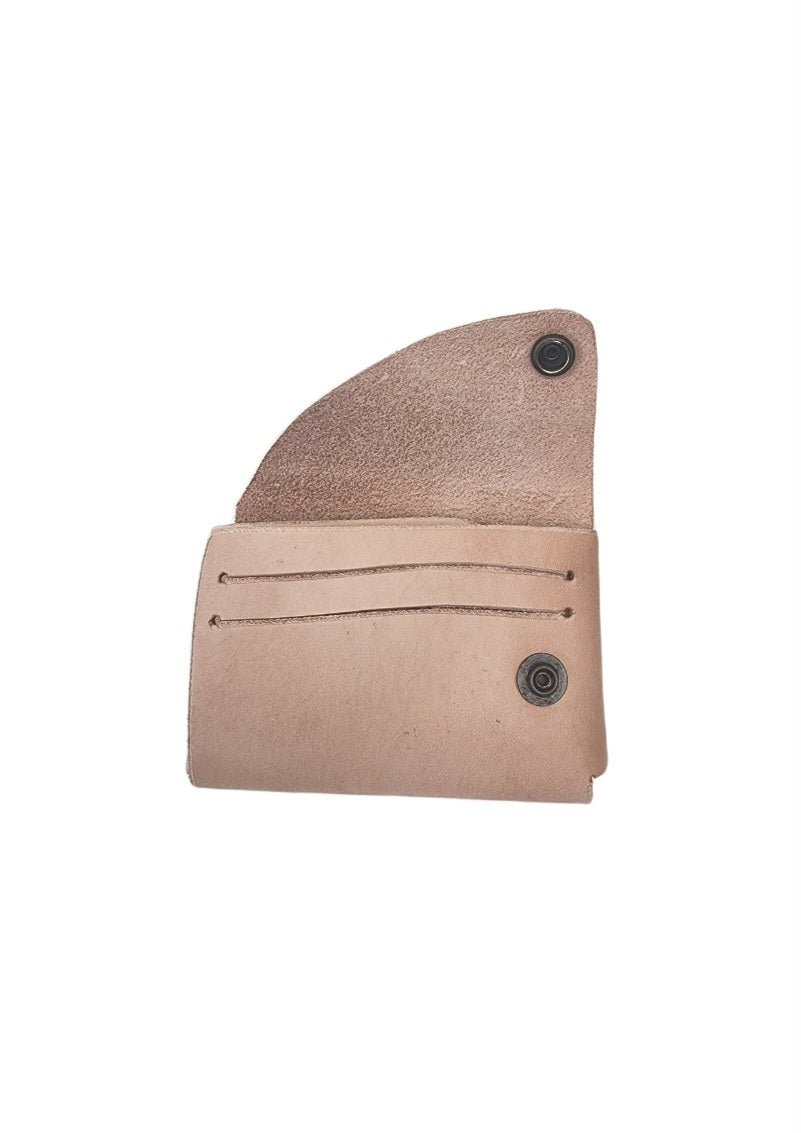 Leather card wallet with wood comb